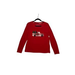 Eddie Bauer size M sleep shirt red/green Christmas nostalgia soft cozy core